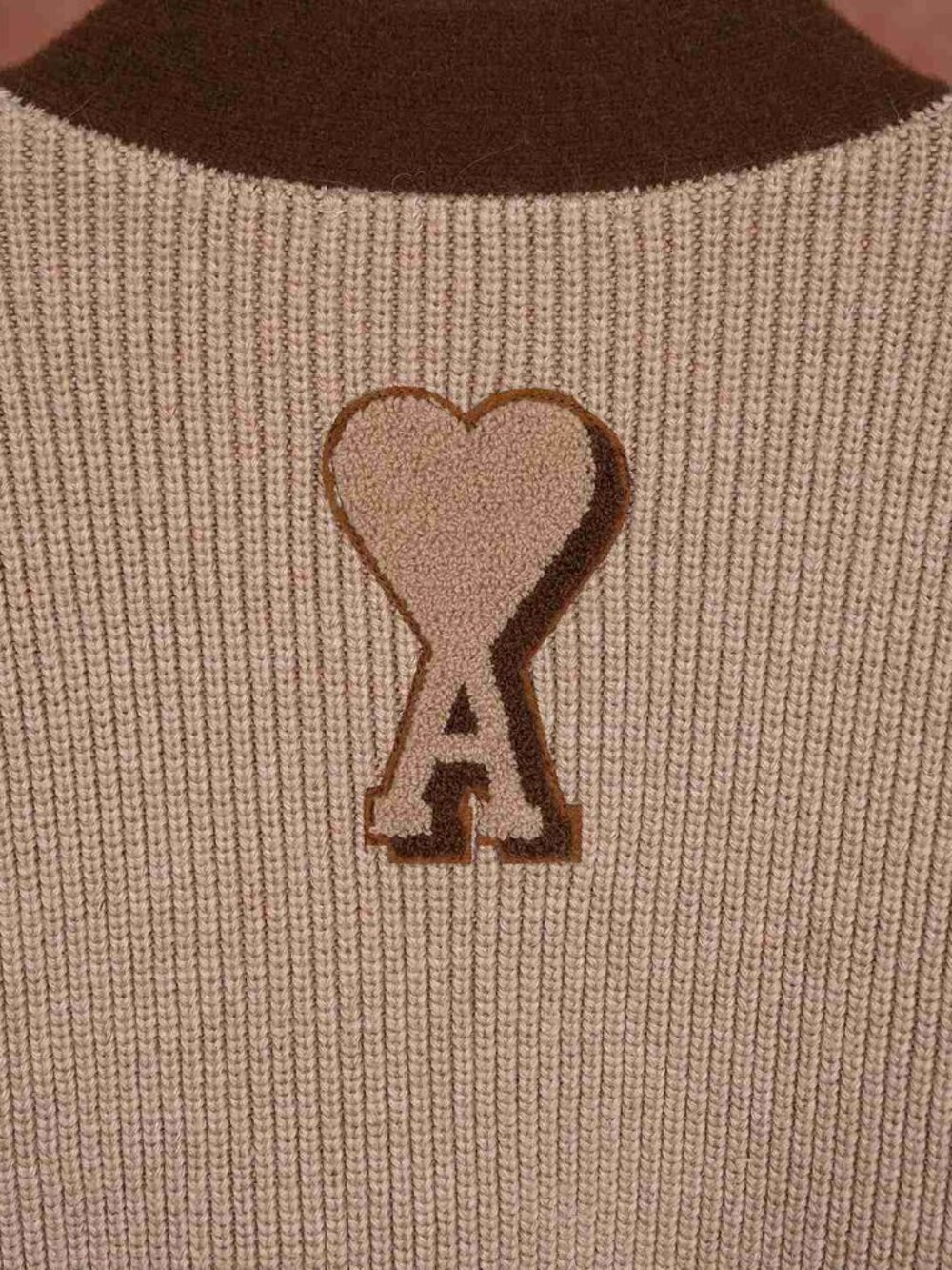 AMI Heart Logo Striped Unisex Knit Cardigan - Picture 6 of 9